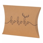 Pillowbox HoHoHo Natur<br/>150 x 145 x 40 mm<br/>aus Kraftkarton