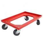 Rollwagen ohne Bremse<br/>Fb. rot<br/> für Euronorm Behälter<br/>600 x 400 mm