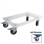 Rollwagen mit Bremse<br/>Fb. transparent<br/>für Euronorm Behälter<br/> 600 x 400 mm