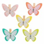 Holzklammer <br/>Butterfly<br/>grün/limette/gelb/orange/rosa<br/>sortiert<br/>4,8 x 6 cm