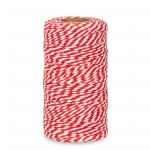 Baumwollkordel Twist<br/>Rot/Weiß<br/>Ø 2 mm x 100 m