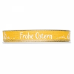 Geschenkband<br/>Frohe Ostern<br/>Gelb/Weiß<br/>15 mm x 20 m