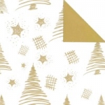 Geschenkpapier<br/>Tannenbaum Weiß/Gold<br/>zweiseitig<br/>100 m x 50 cm