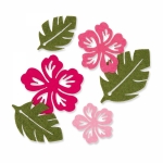 Filzsortiment Blüten & Blätter<br/>rosa/pink/grün sortiert<br/>ca. Ø 4 - 7 cm<br/>6 Stück im Set<br/>1 VKE = 6 Sets