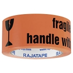 <b>fragile / handle with care</b><br/>orange<br/>50 mm x 66 m<br/>Folienstärke: 33 µ<br/>Gesamtstärke: 53 µ