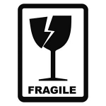 Glas/fragile, schwarz<br/>74 x 105 mm